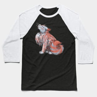 Red on Blue Tabby Longhair Baseball T-Shirt